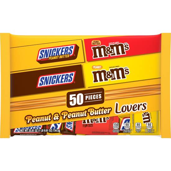 Order M&M'S & SNICKERS Peanut & Peanut Butter Assorted Bulk Chocolate Halloween Candy, 25.91 OZ food online from CVS store, GILFORD on bringmethat.com
