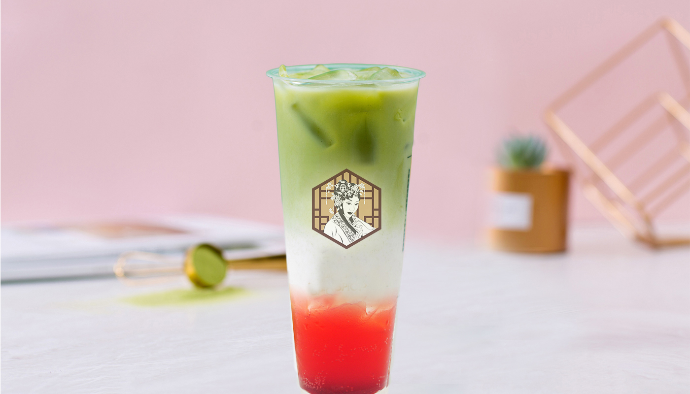 Order D6. Strawberry Matcha Latte food online from By Me Boba Tea store, San Francisco on bringmethat.com
