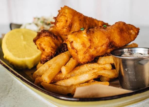 Order Beer Battered Fish & Chips food online from Jimmy Famous American Tavern store, Dana Point on bringmethat.com