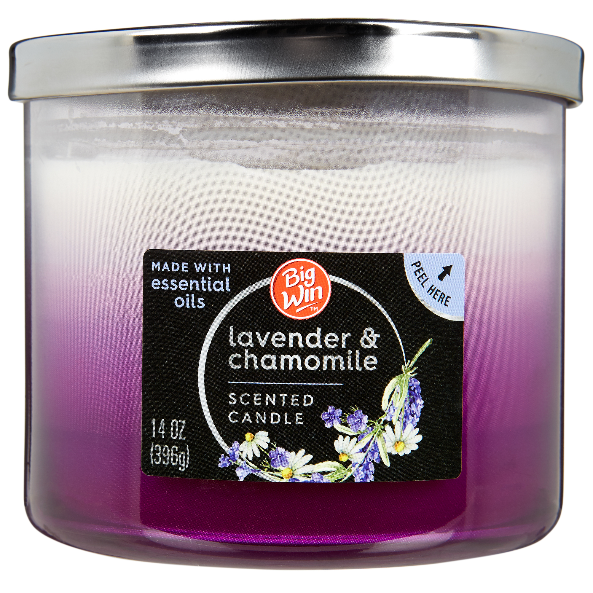 Order Big Win Scented Candle, Lavender & Chamomile - 14 oz food online from Rite Aid store, Redwood City on bringmethat.com