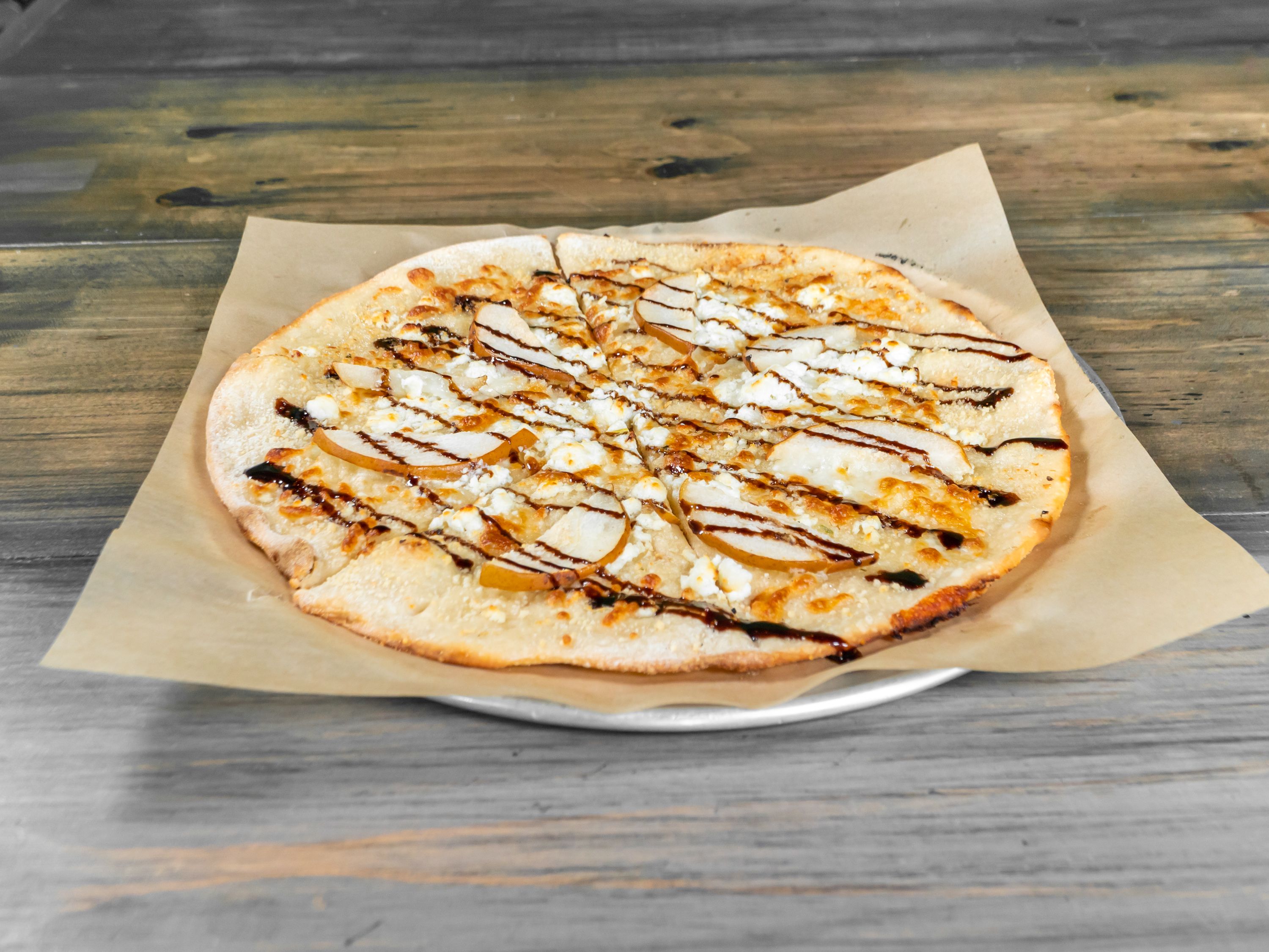 Order Pear and Goat Cheese Pizza food online from Solace Outpost store, Falls Church on bringmethat.com