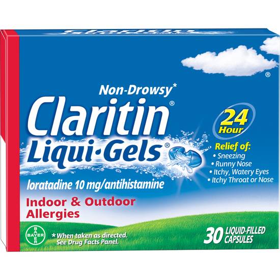 Order Claritin 24 Hour Non-Drowsy Allergy Relief Loratadine Liquid Gels 10mg (30 ct) food online from Rite Aid store, EAST AURORA on bringmethat.com