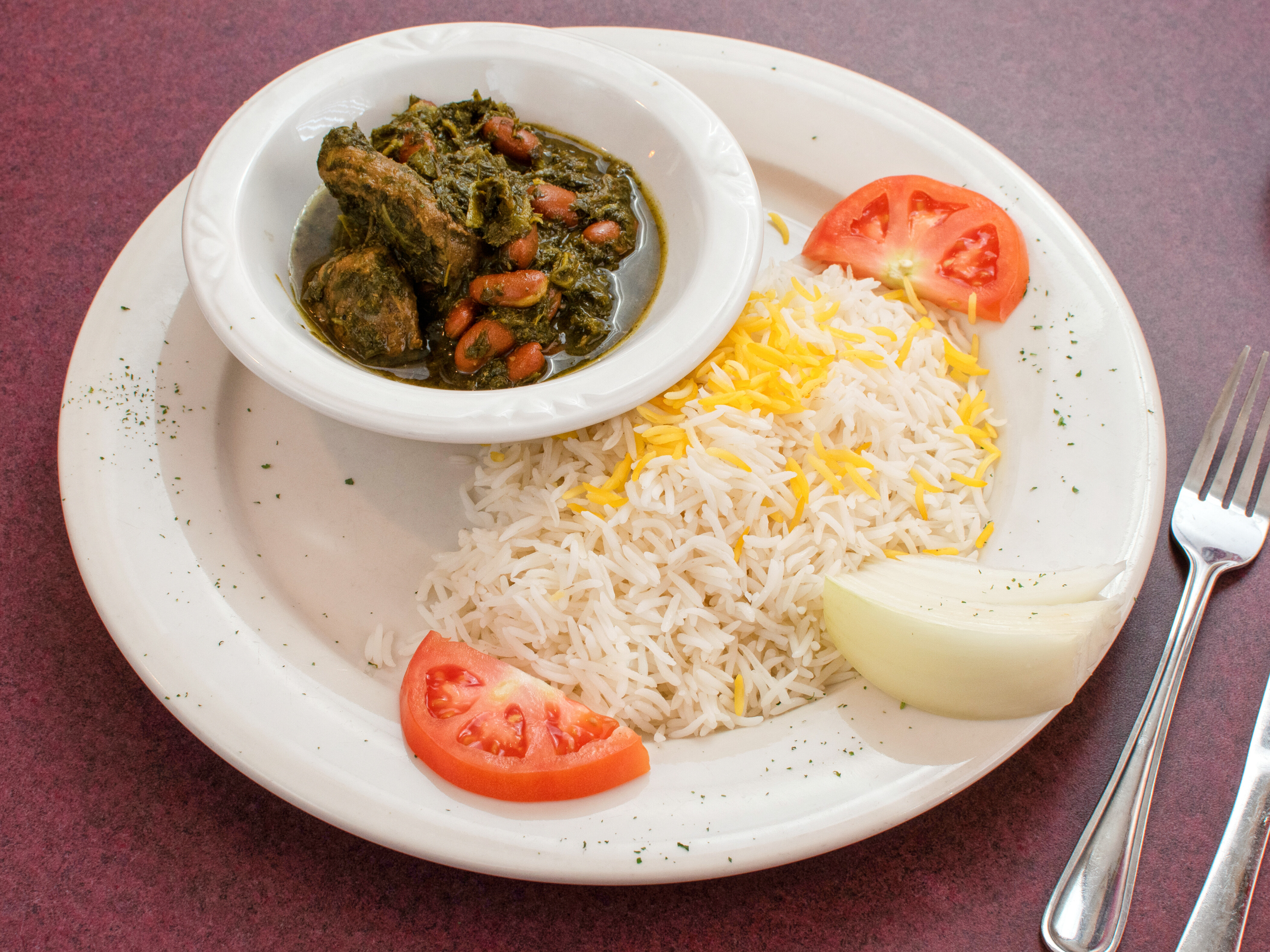 Order Ghormeh Sabzi food online from Alfredo's Mediterranean Grille and Steakhouse store, Charles Town on bringmethat.com
