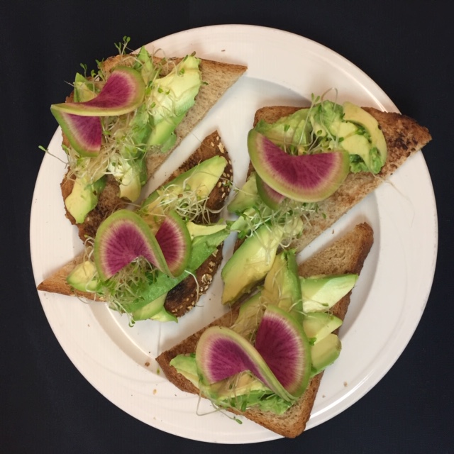 Order Avocado and Watermelon Radish Toast food online from 59th And Lex Cafe store, Newport Beach on bringmethat.com