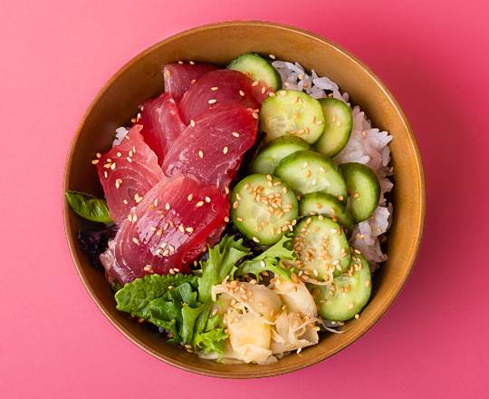 Order Tuna Sashimi Rice Bowl food online from Kuri Sashimi Bowls store, Arlington on bringmethat.com