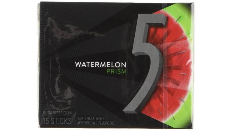 Order 5 Gum Watermelon Prism Sugar Free Chewing Gum, 15 Pieces food online from Red Roof Market store, Lafollette on bringmethat.com