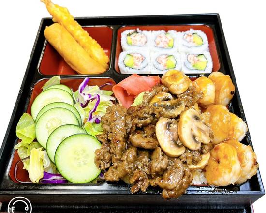 Order Beef and Shrimp Teriyaki Bento food online from Oishi Teriyaki & Sushi store, Paramount on bringmethat.com
