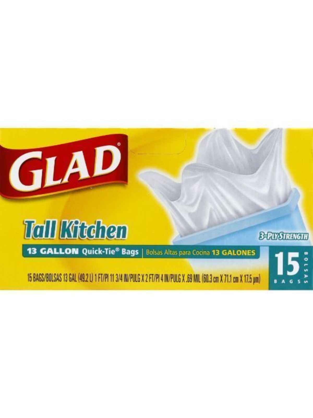 Order Glad Trash Bag Tall (15 count) food online from Stock-Up Mart store, Minneapolis on bringmethat.com
