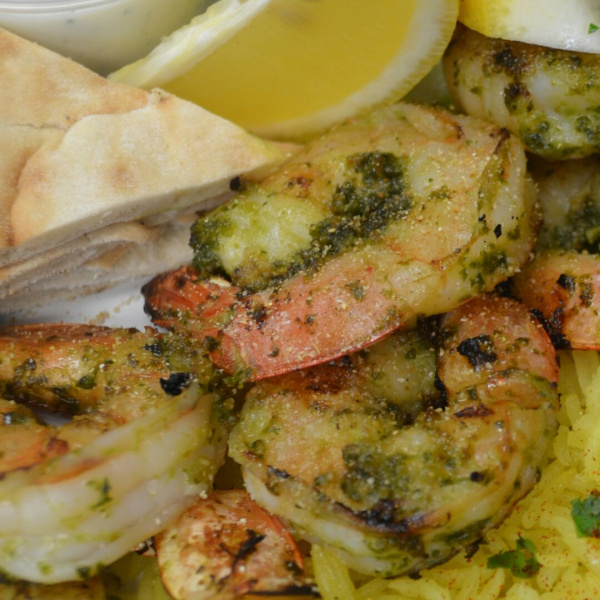 Order Grilled Shrimp Platter  food online from Sinbad Mediterranean Grill store, Marietta on bringmethat.com