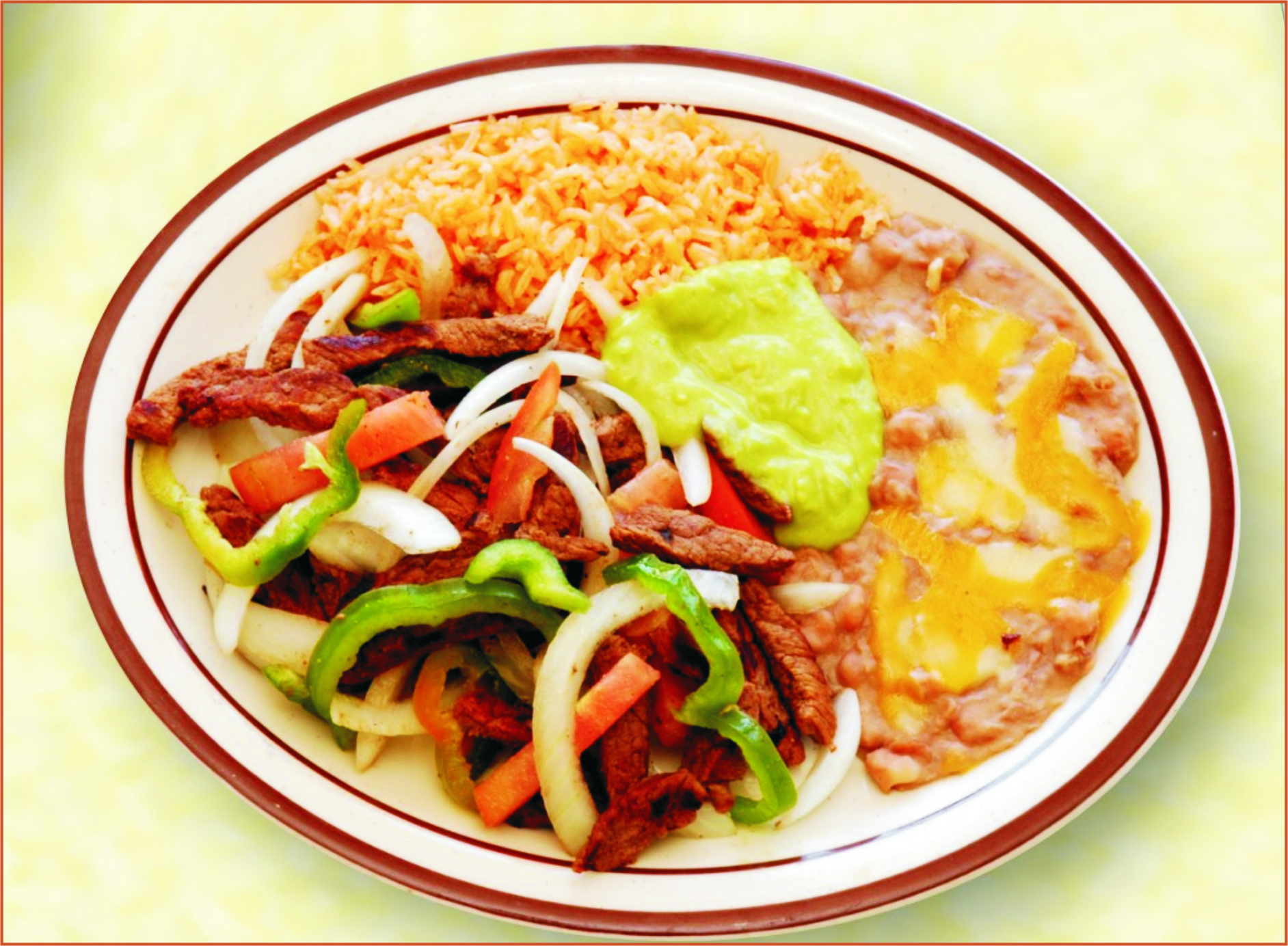 Order 16. Beef Fajitas Dinner food online from Mi Zacatecas Mexican Food store, Hawthorne on bringmethat.com