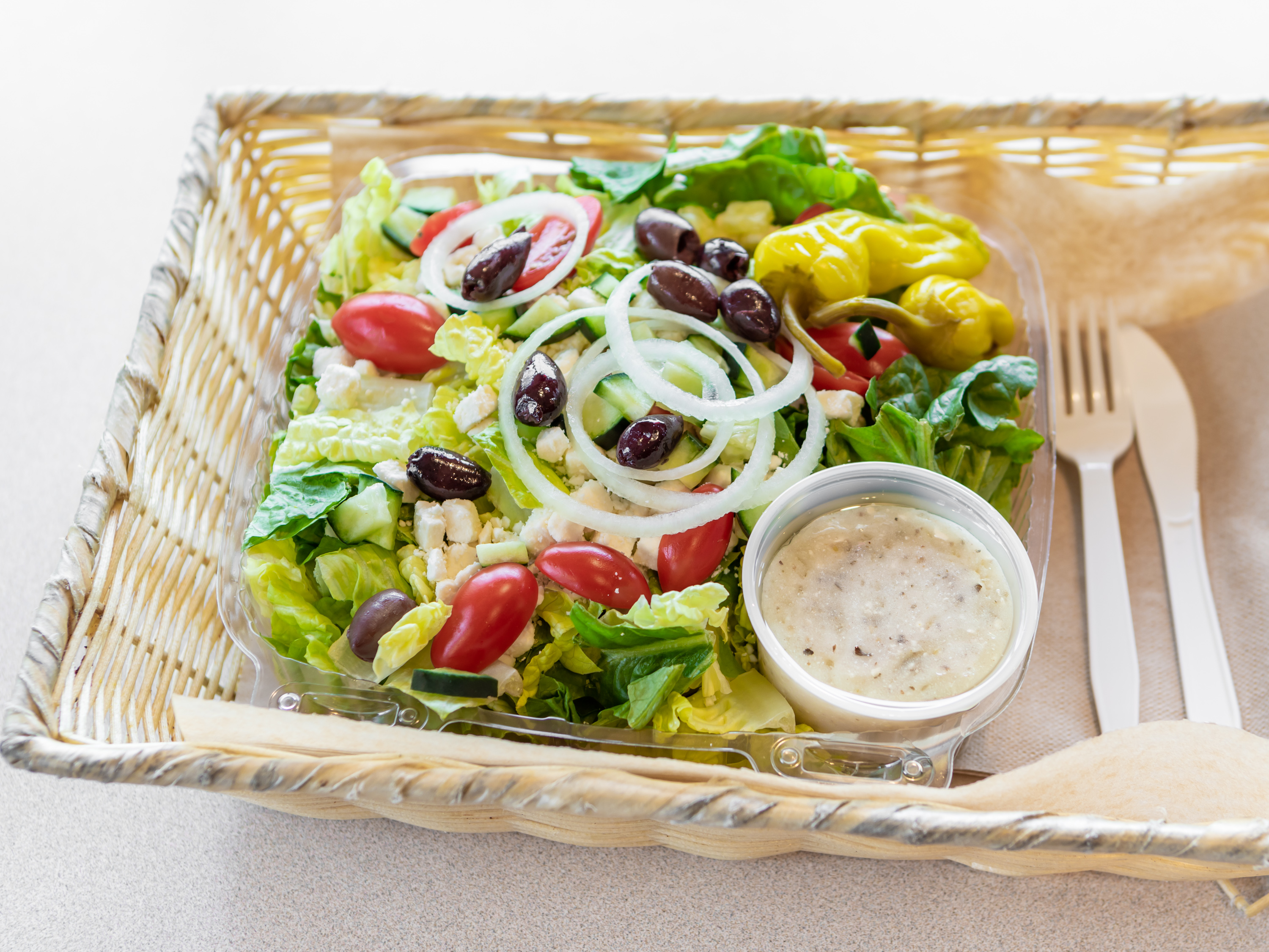 Order Greek Salad food online from Pepper Deli & Bar-B-Q store, Ballwin on bringmethat.com