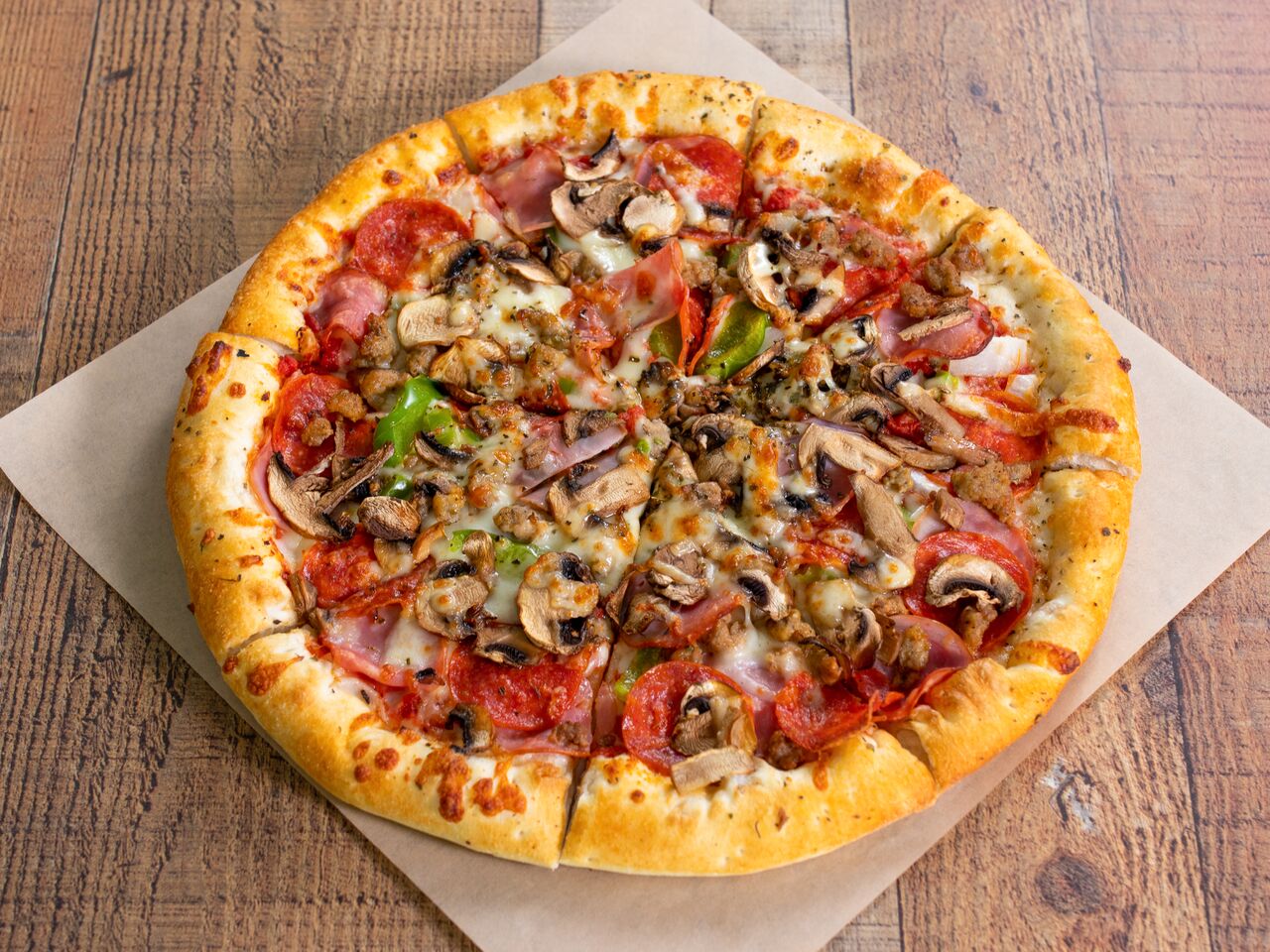 Order The Works Pizza food online from DoubleDave's Pizza Works store, Austin on bringmethat.com