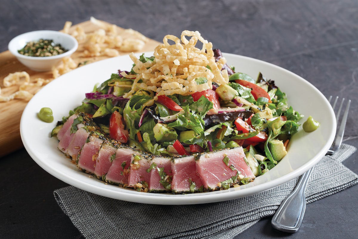 Order Enlightened Seared Ahi Salad* food online from Bj Restaurant & Brewhouse store, Beavercreek on bringmethat.com