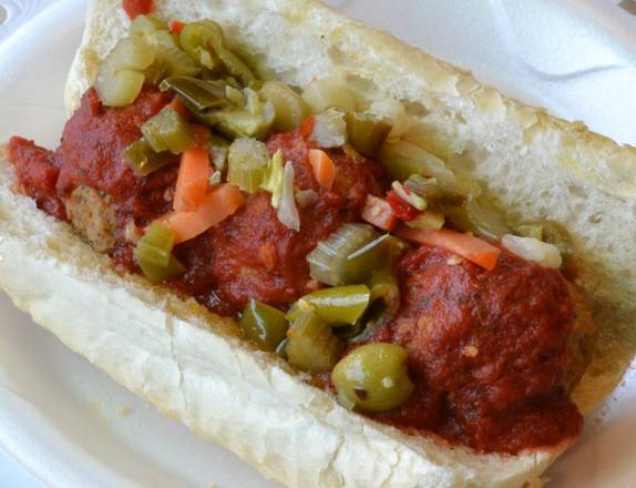 Order Italian Meatball Sandwich food online from Waldo Cooneys Pizza - 111th St. store, Chicago on bringmethat.com