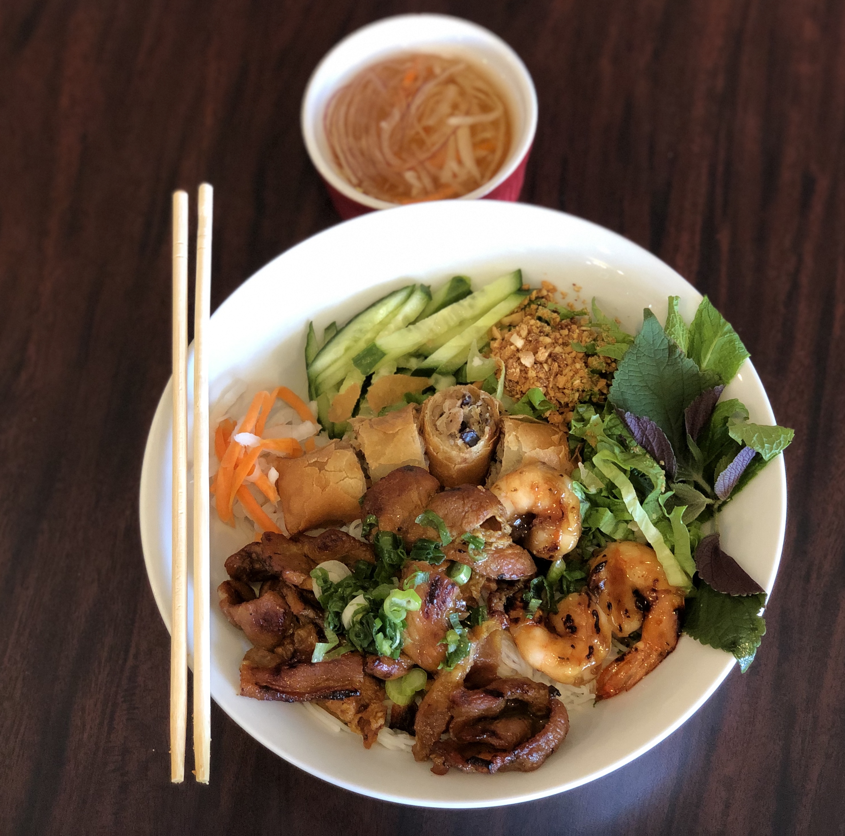 Order 5A. Bun Tom Thit Nuong Cha Gio (Combo) food online from Pholicious store, Fountain Valley on bringmethat.com