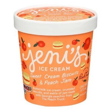 Order Jeni's Sweet Cream Biscuits with Peach Jam Ice Cream (1 Pint) food online from Dolcezza Gelato store, Arlington on bringmethat.com