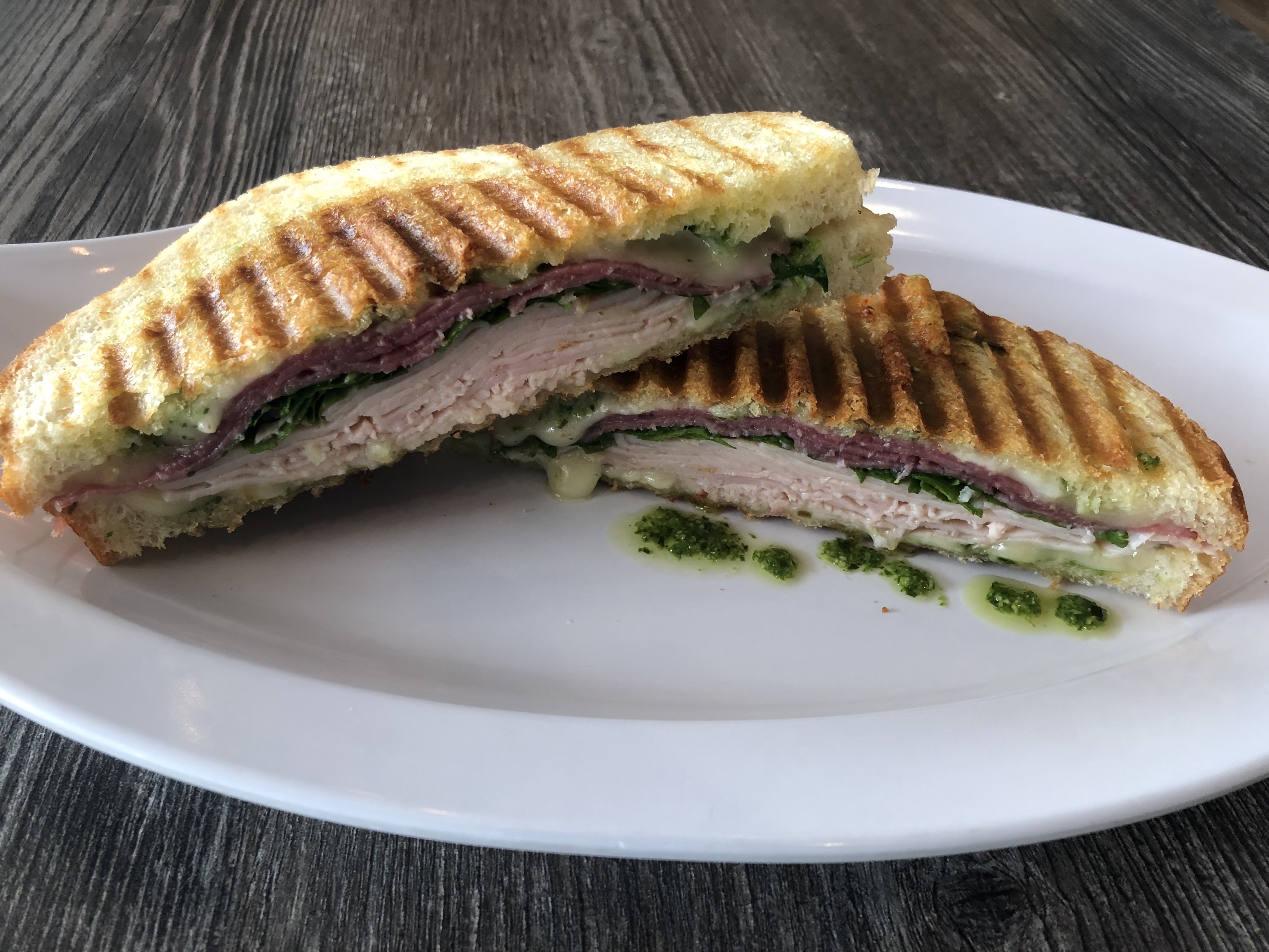 Order Turkey Pesto Panini food online from Cafe Rose Express store, Costa Mesa on bringmethat.com