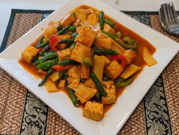 Order Spicy Tofu (Pad Pet Tofu) food online from Saap Lao Thai Cuisine store, New Castle on bringmethat.com