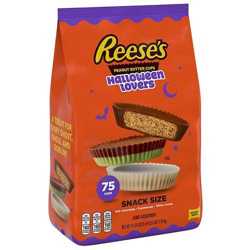 Order Reese's Halloween Lovers, Snack Size Cups Candy, XXL Variety Bag Milk Chocolate and White Creme Assortment - 41.25 oz food online from Walgreens store, Des Plaines on bringmethat.com