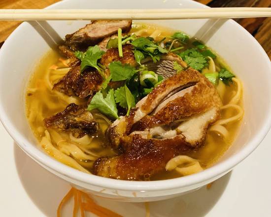Order F1 Crispy Duck Pho` food online from Ty Fun Thai Bistro store, Cleveland on bringmethat.com