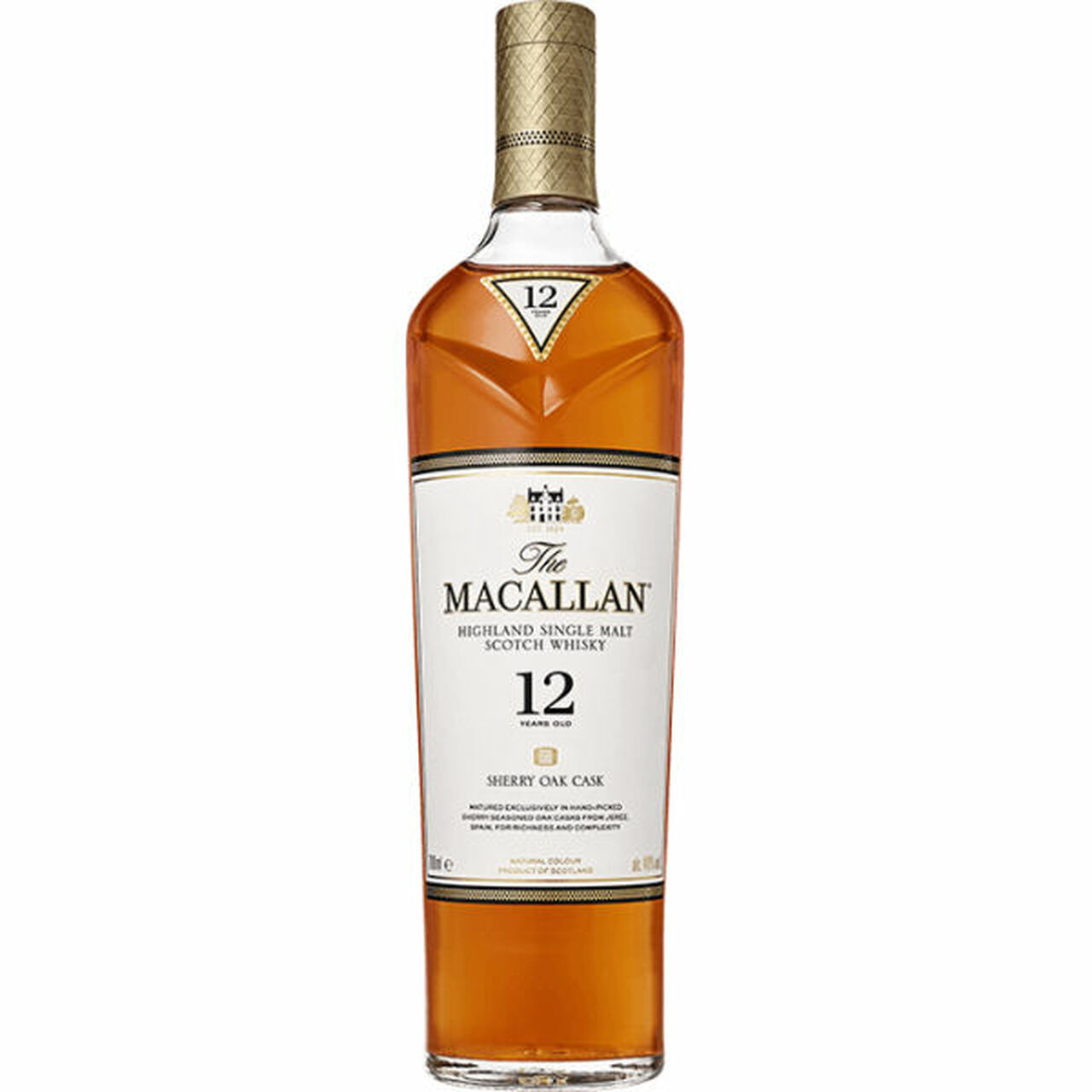 Order Macallan 12 Years Single Malt Scotch 750 ml. food online from Village Wine & Spirits store, Ventura on bringmethat.com