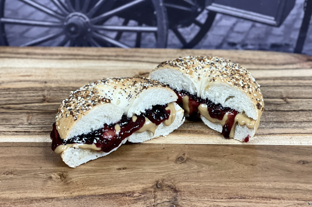 Order Bagel with Peanut Butter & Jelly food online from Empire Bagels store, Fishkill on bringmethat.com