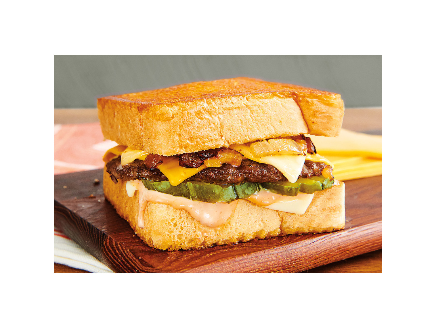 Order Cheesy Lover’s Burger Melt – Single food online from Farmer Boys store, Murrieta on bringmethat.com