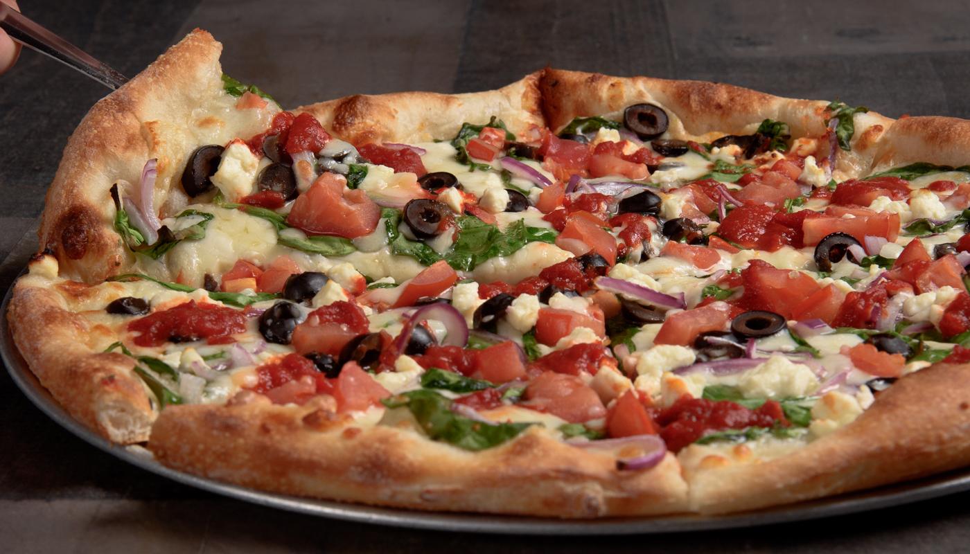 Order 12" Greek Veggie food online from Lucky Duck Pizza store, Waterford Township on bringmethat.com