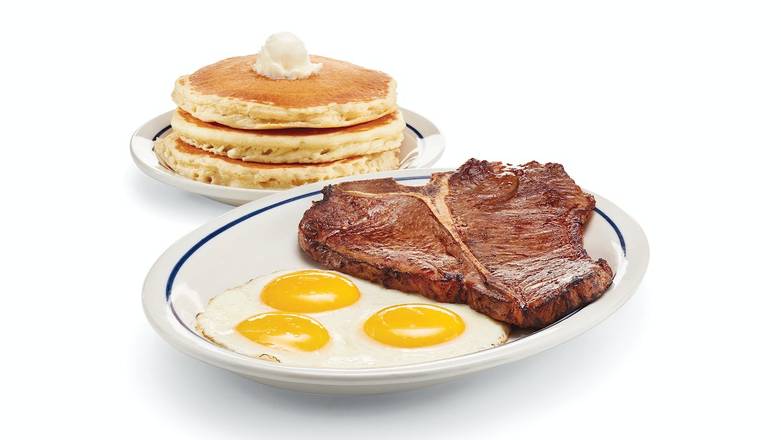 Order T-Bone Steak & Eggs food online from IHOP store, Del Rio on bringmethat.com