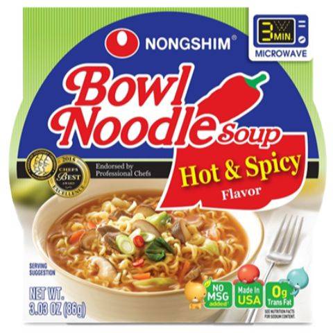 Order NongShim Bowl Noodle Soup, Hot & Spicy 3.03oz food online from 7-Eleven store, Lakewood on bringmethat.com