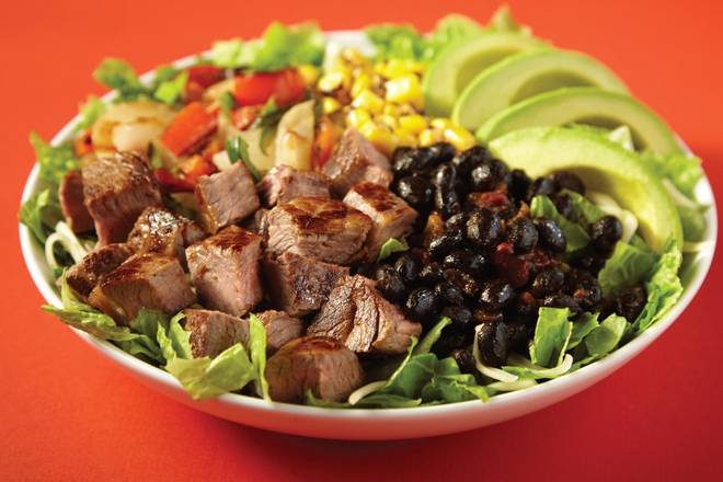 Order The O.G. Salad - choice of grilled chicken, steak or vegetarian (v) food online from Savage Burrito store, Littleton on bringmethat.com