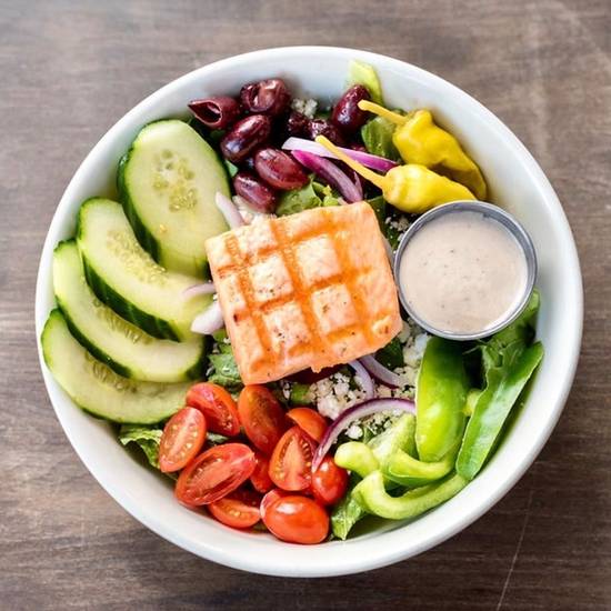 Order Greek Salmon Salad food online from On The Kirb store, Houston on bringmethat.com