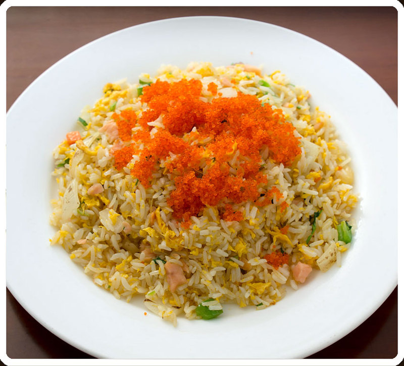 Order E09. Salmon Fried Rice food online from Wok Station store, San Francisco on bringmethat.com