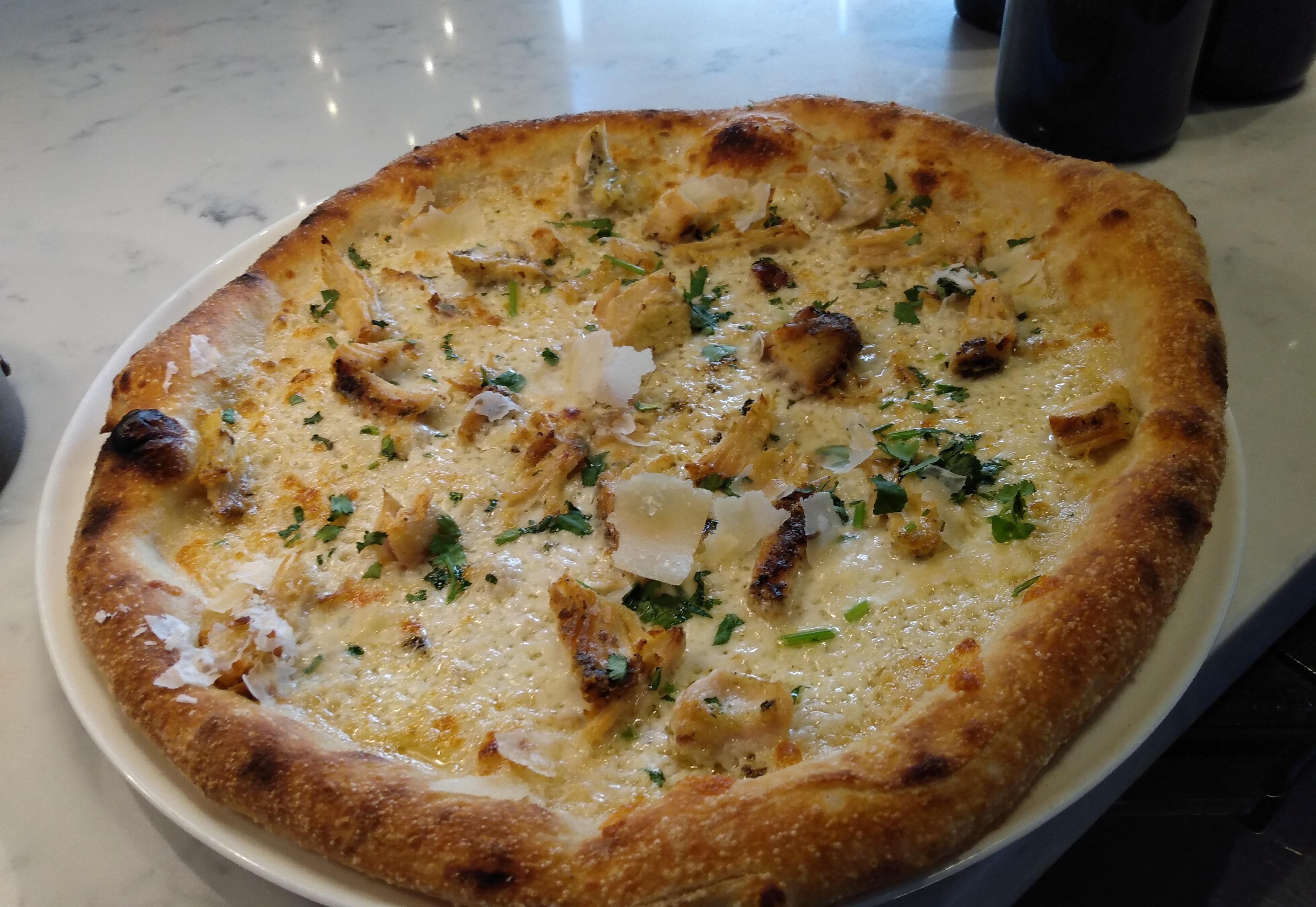 Order Chicken Alfredo-12" food online from Stone Fire Pizza By Midici store, Modesto on bringmethat.com