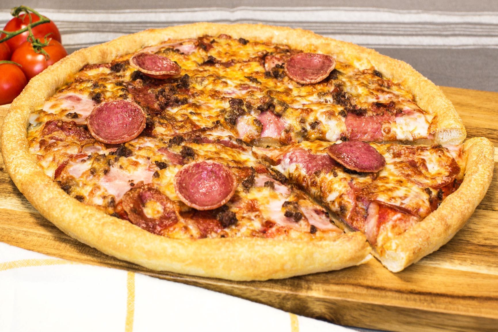 Order New York Deli Pizza - Personal 8'' food online from Sarpino's Pizzeria - Braeswood Blvd. store, Houston on bringmethat.com