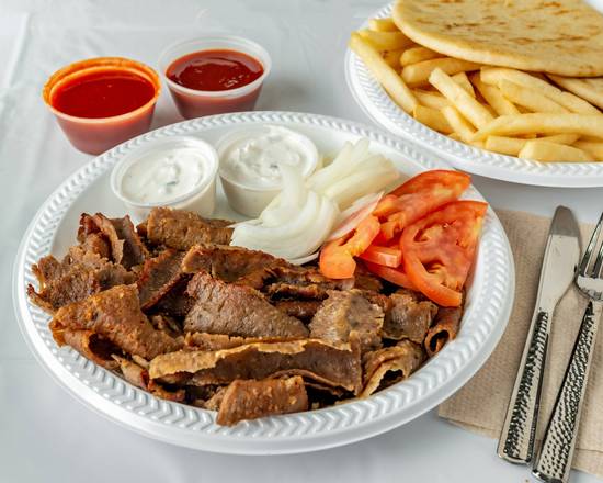 Order Gyro Plater With Fries food online from Baba's Famous Steak and Lemonade store, Carol Stream on bringmethat.com