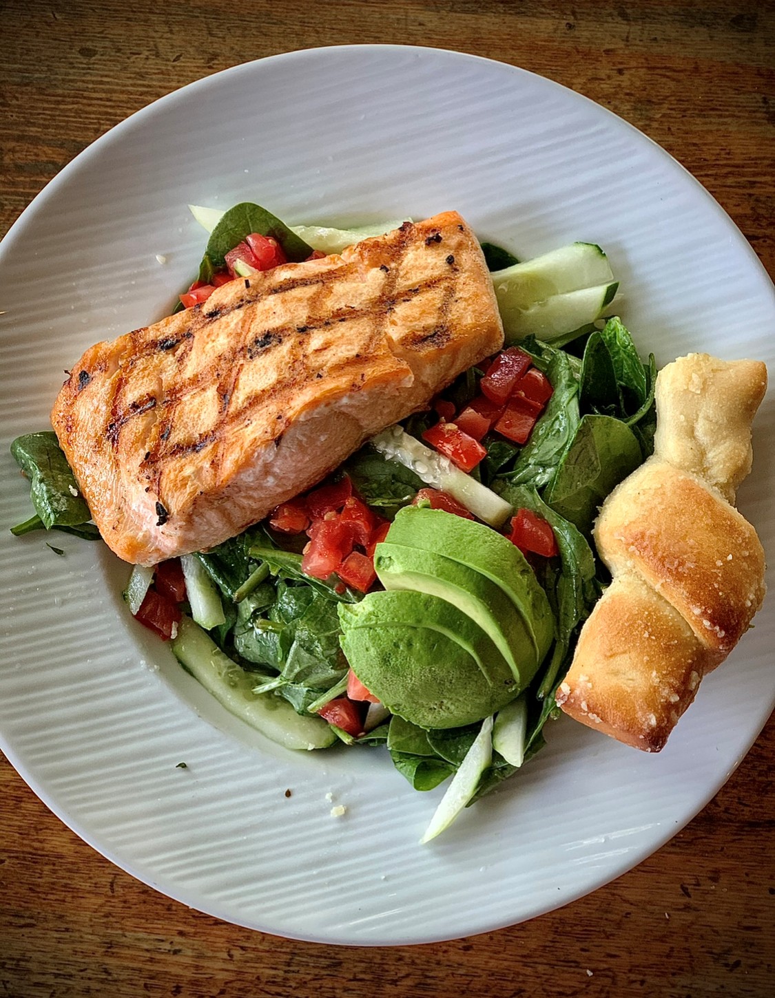 Order Flame Grilled Atlantic Salmon Salad food online from High Park Tap House store, Mission Viejo on bringmethat.com