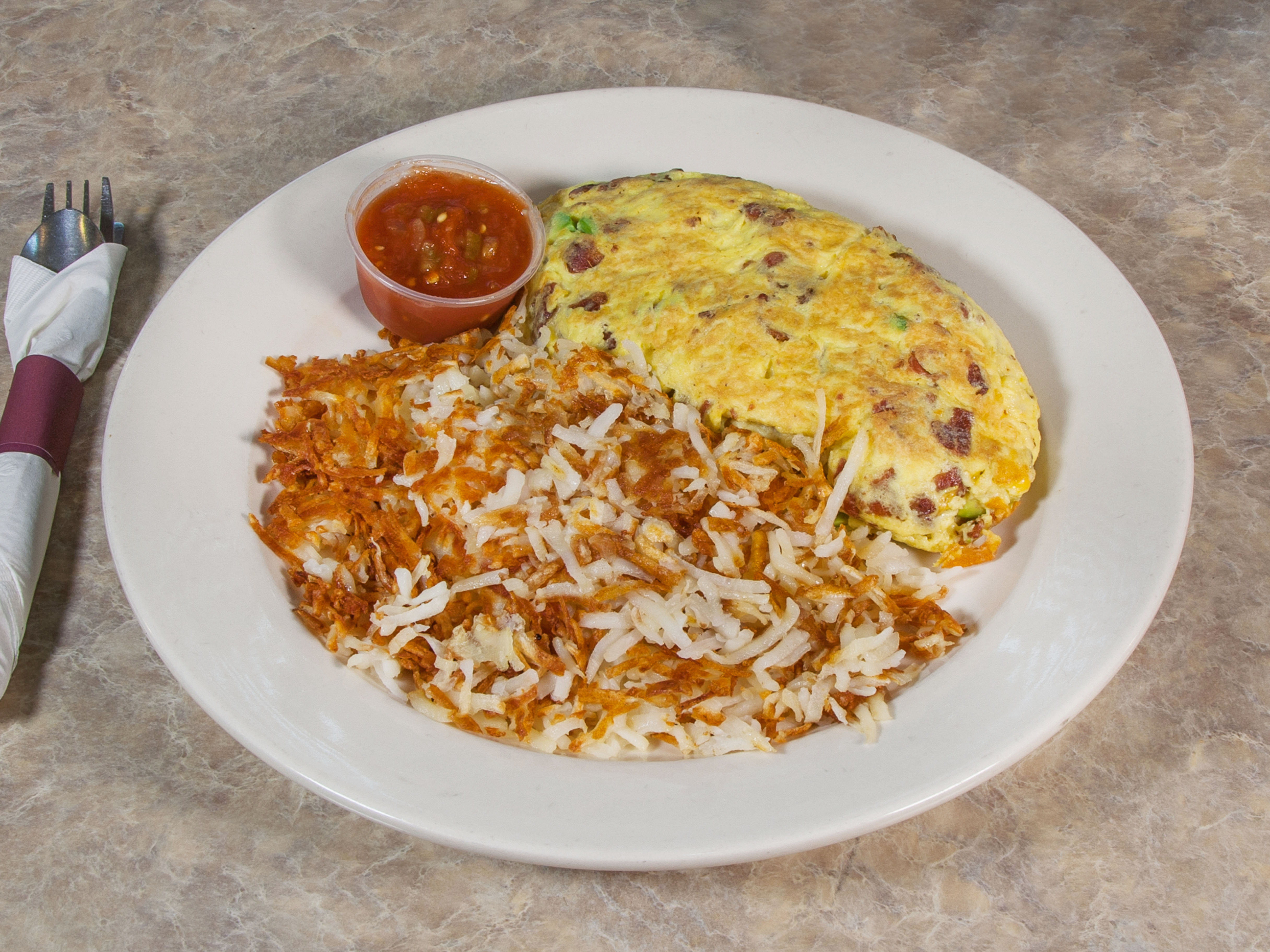 Order Bacado Omelette food online from Omega Restaurant store, Downers Grove on bringmethat.com