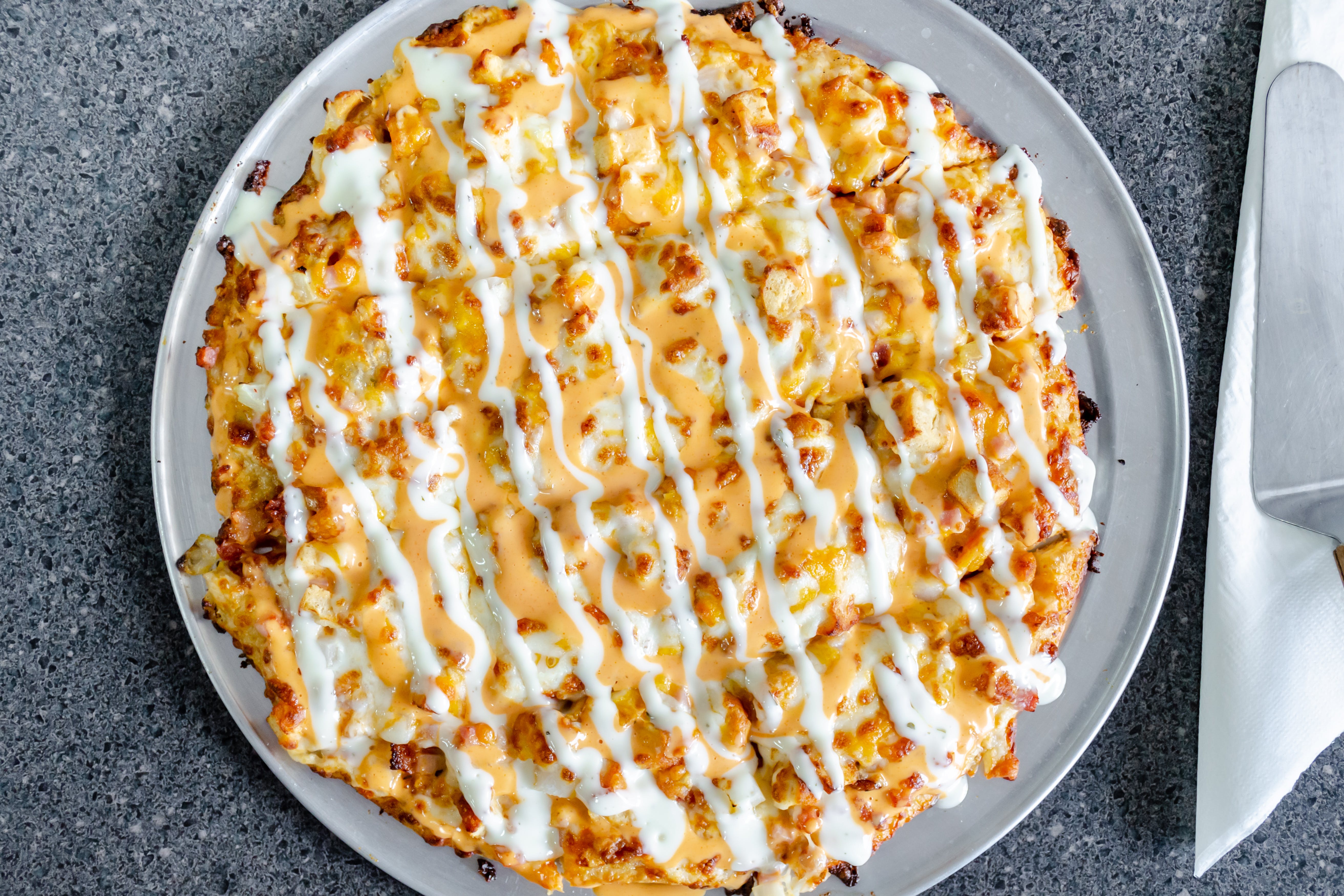Order Buffalo Chick Piggy Pizza - Small 10" food online from Hometown Locker Room Pizza & Sub store, St Marys on bringmethat.com
