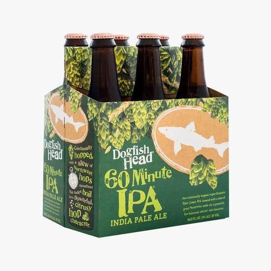 Order Dogfish Head 60 Minutes IPA 6 bottles | 6% abv food online from Pink Dot Venice/Sm store, Santa Monica on bringmethat.com