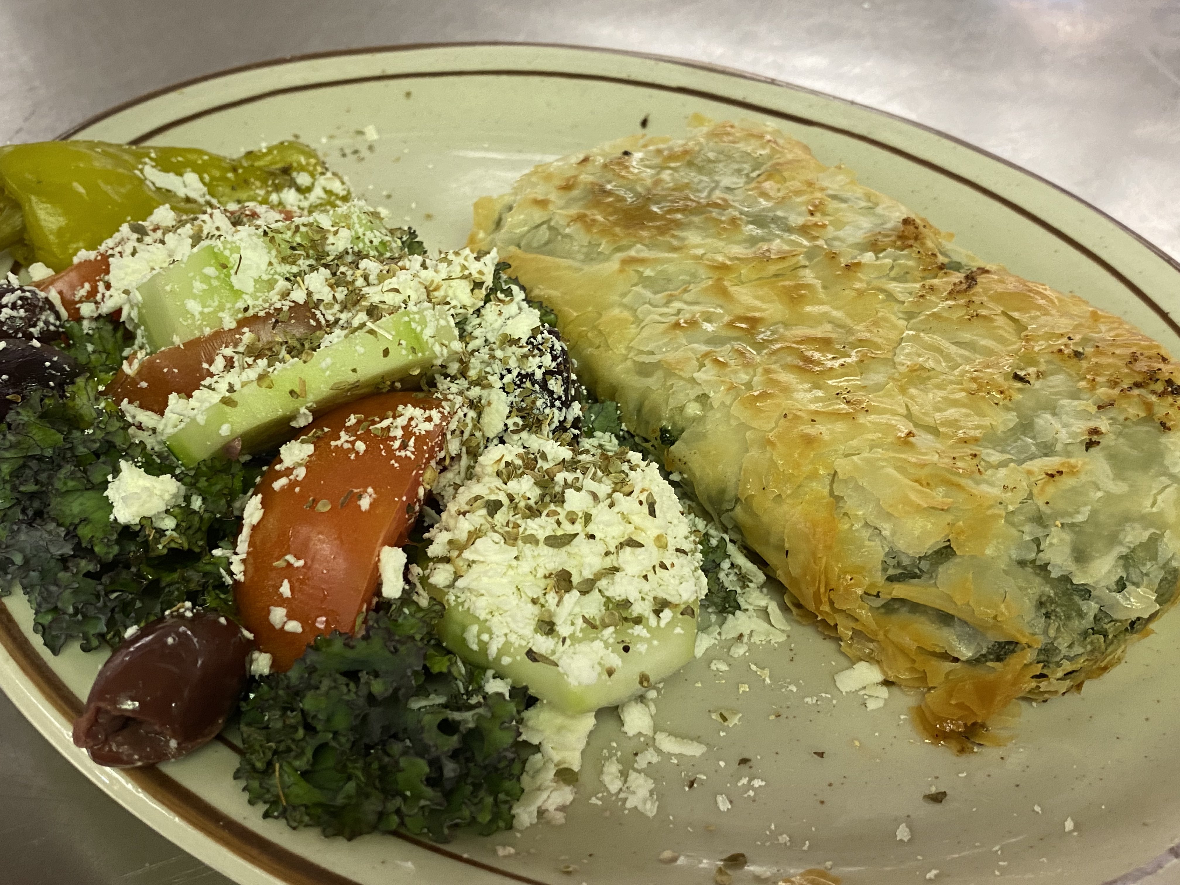 Order Spinach Pie with Feta & Olives food online from Carver Family Restaurant store, Richmond on bringmethat.com