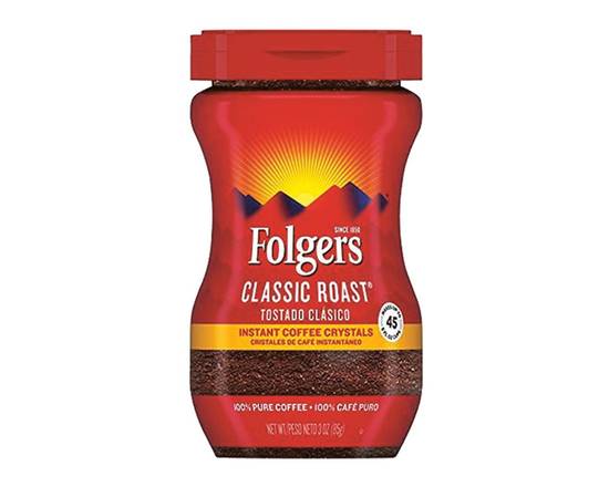Order Folgers Classic Roast Instant Coffee 3 oz food online from Johnny Rockets store, Aliso Viejo on bringmethat.com