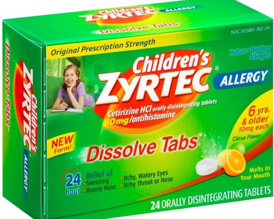 Order Children's Zyrtec 24-hour Allergy Relief 24 ct food online from McLean Ave Pharmacy store, Yonkers on bringmethat.com