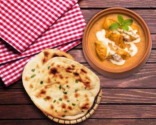 Order Creamy Butter Chicken & Naan Bread  food online from Bowl-O-India store, Voorhees Township on bringmethat.com