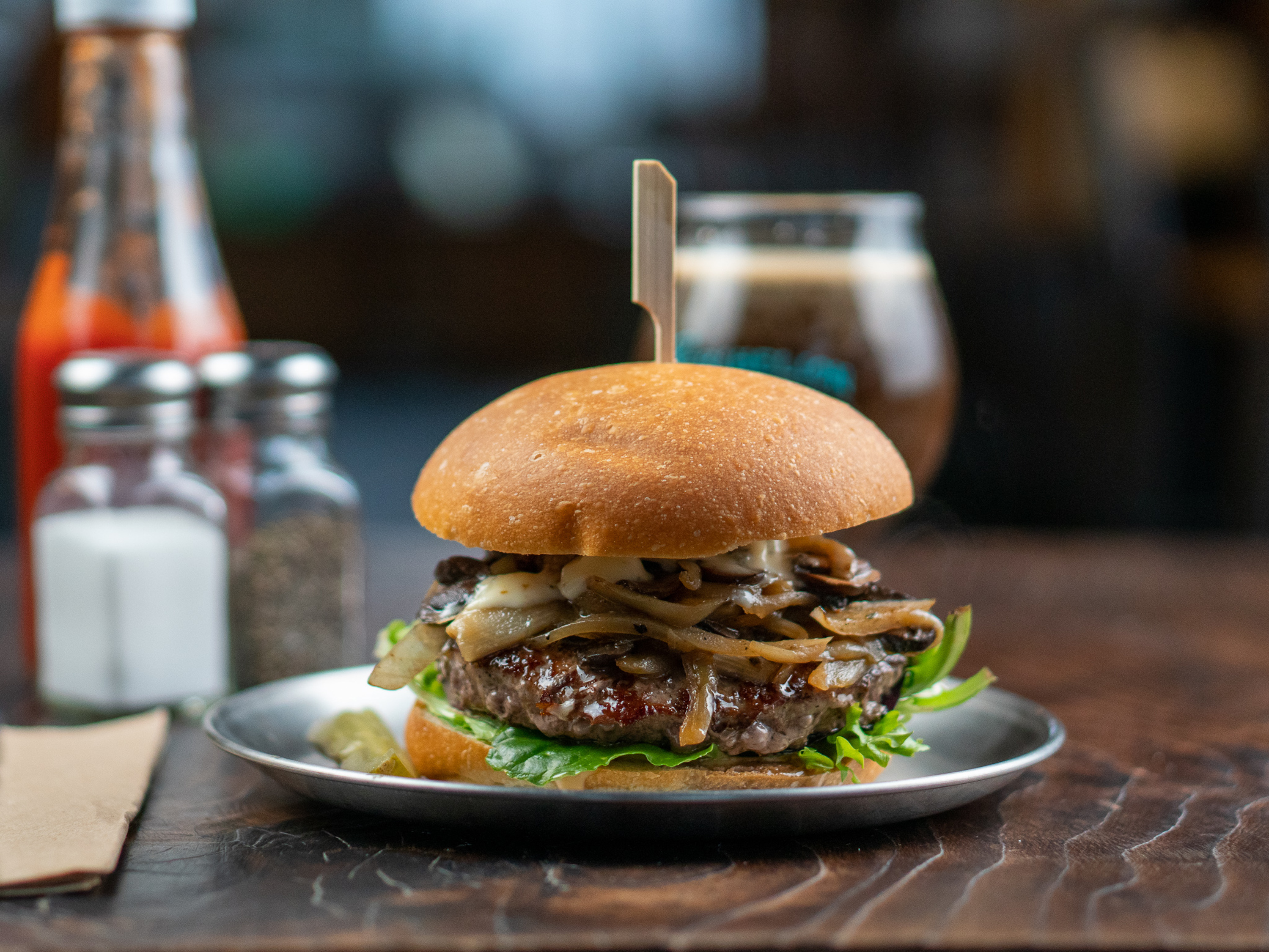 Order Blue Cheese-Truffle Burger food online from Perihelion Brewery store, Seattle on bringmethat.com