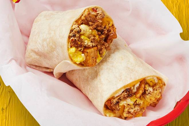 Order Chorizo, Potatoes, Egg, & Cheese Burrito food online from Fuzzy's Taco Shop store, Prosper on bringmethat.com