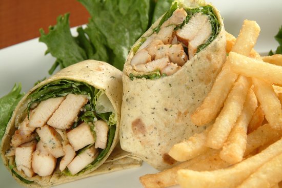 Order Crispy Chicken Caesar Wrap w fries food online from Scala Pizza store, Mount Vernon on bringmethat.com