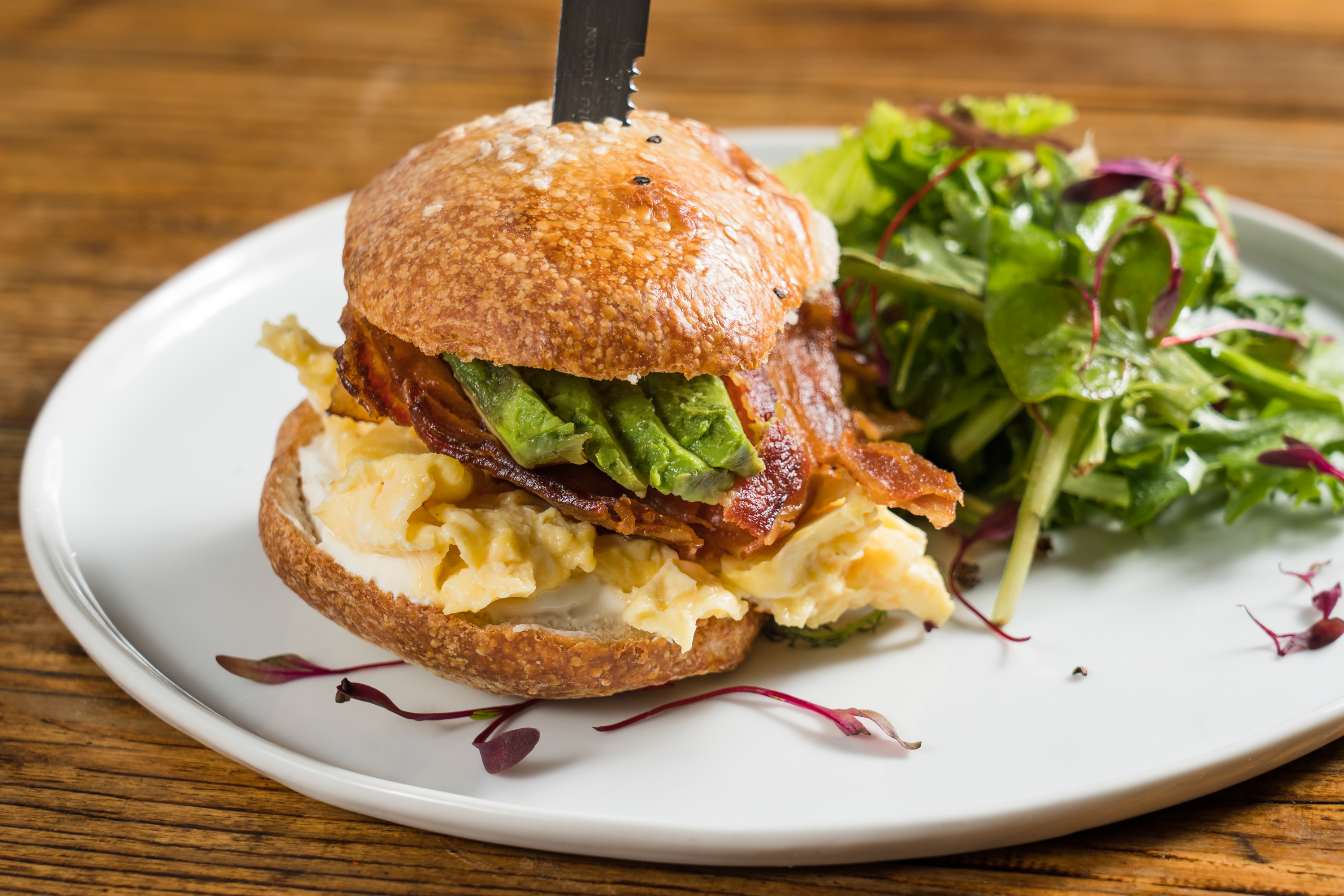 Order Goat Cheese Scrambled Sandwich & Bacon food online from Bentou Cafe store, Brooklyn on bringmethat.com