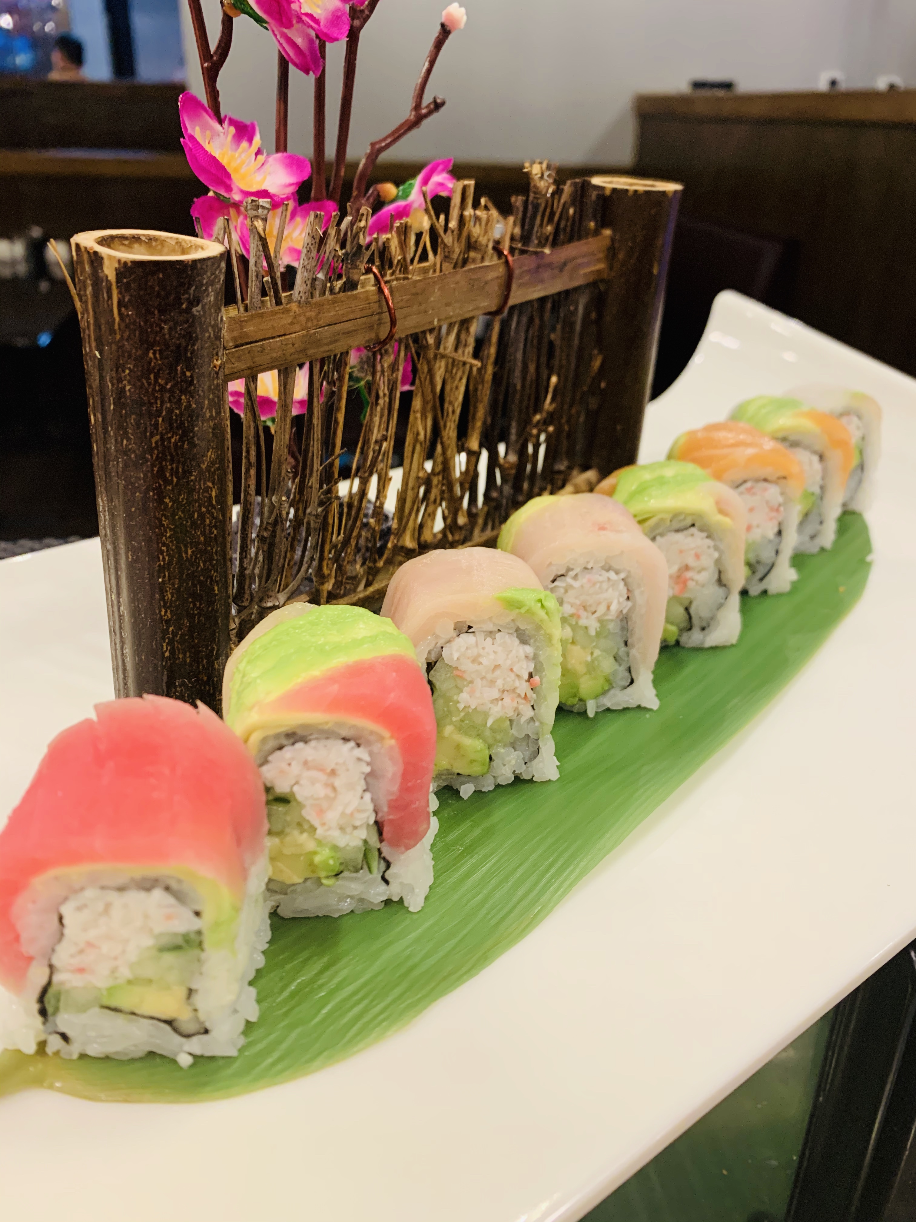 Order S24. Rainbow Roll (8pcs) food online from Red 88 Asian Bistro store, South Jordan on bringmethat.com