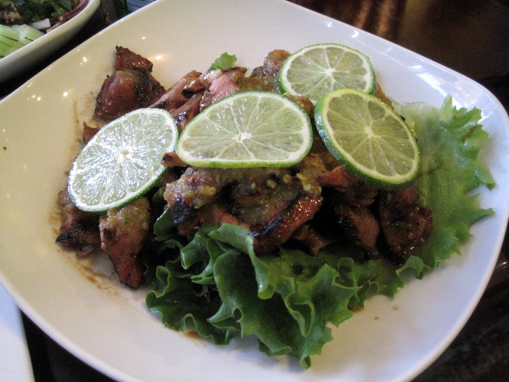 Order Y10. BBQ Pork Salad( Moo Ma Nao) food online from Ayada Thai store, Elmhurst on bringmethat.com
